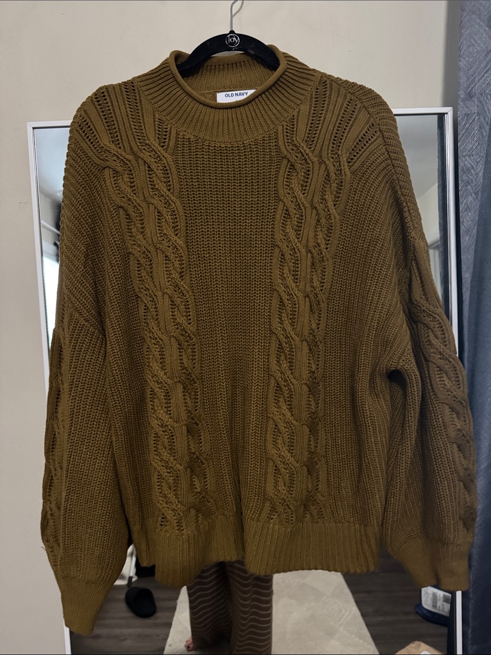 Old Navy Olive Cable Knit Crewneck Sweater